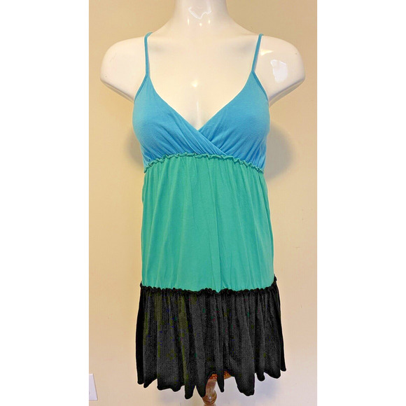Energie Color block Tiered V-Neck Fit & Flare Waist Jersey Dress Size L - Picture 1 of 6